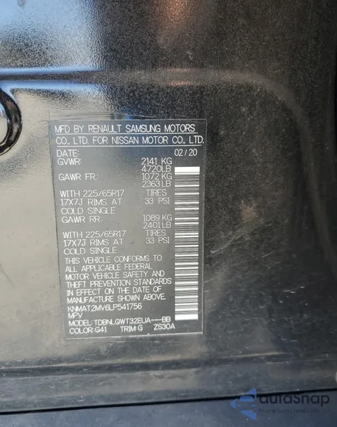 2020 Nissan Rogue S из США, поврежденный, VIN KNMAT2MV6LP541756